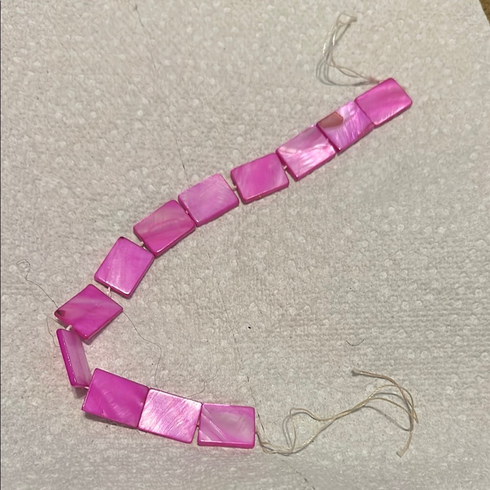 Mother of Pearl Pink Square Bead Necklace
